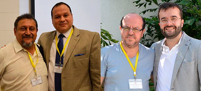 Jos Eras, presidente saliente de la FME, y Ernesto Carrasco, nuevo presidente de la FME. Santiago Carrasco, vicepresidente de la FME, y Juan Pablo Nez, director de Desarrollo de Negocio y Clientes de Uniteco Profesional y Uniteco Ecuador.