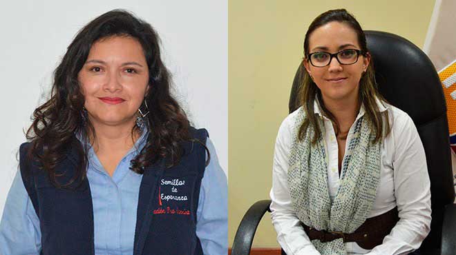 Jimena Serrano, directora de Fundacin Pro Sonrisa y Vernica Espinosa, viceministra de Gobernanza y Vigilancia del MSP.